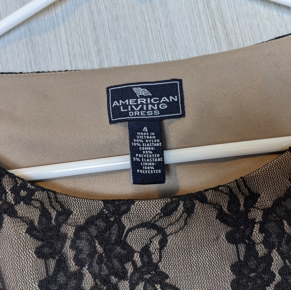 American Living Black and Nude Dress w/ Lace Overlay On Bodice In Women's Size 4 - Picture 4 of 6